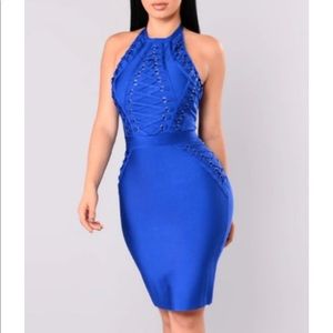Fashion Nova Royal Blue Bandage Dress- M